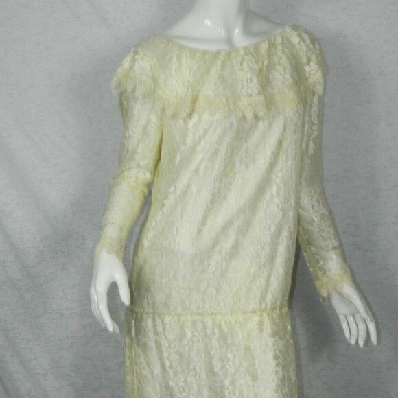 Jessica McClintock Gunne Sax Size Medium Dress Ivory Lace Vintage - Picture 1 of 11
